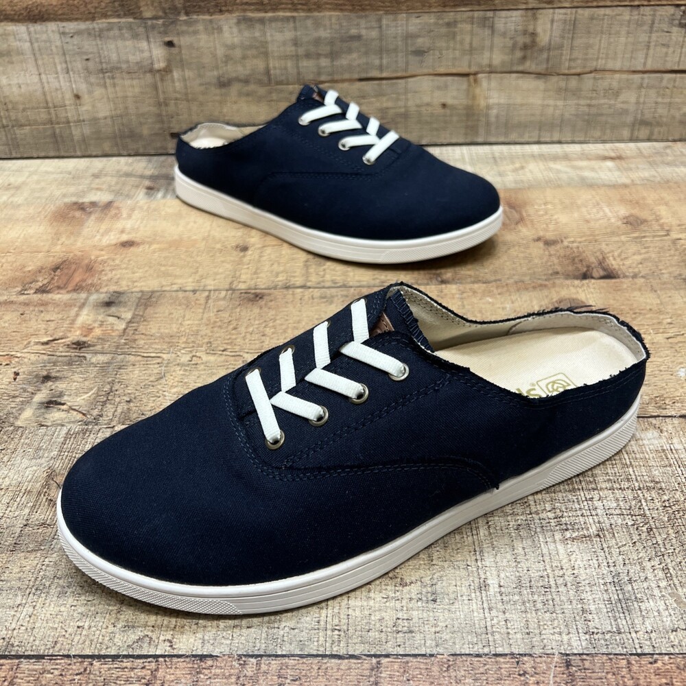 Spenco Womens Navy Blue Canvas Slip On Mule Santa Rosa Shoes Size 10 D GREAT!